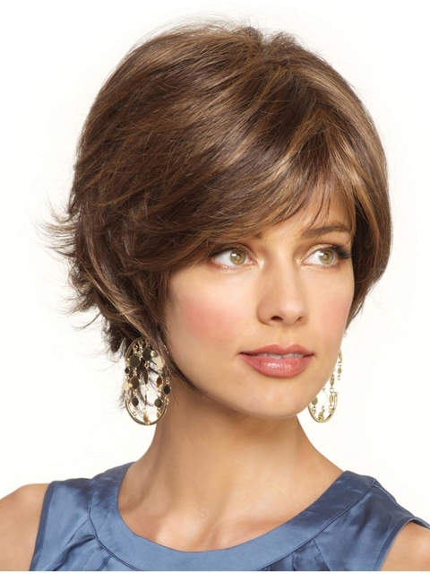 Blonde Wavy Short Lace Front Synthetic Mature Women Wigs