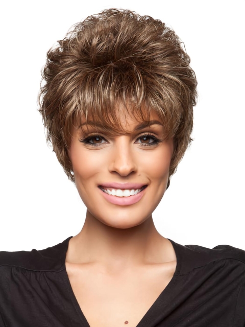 Boycuts Wavy Short Capless Layered Synthetic Women Wigs