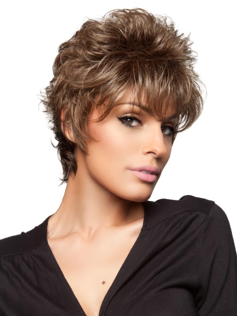 Boycuts Wavy Short Capless Layered Synthetic Women Wigs