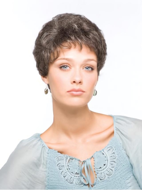 Designed Wavy Short Capless Synthetic Grey Women Wigs