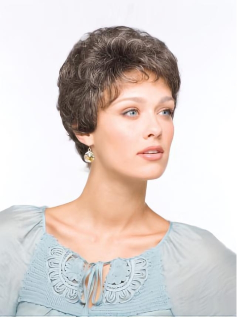 Designed Wavy Short Capless Synthetic Grey Women Wigs