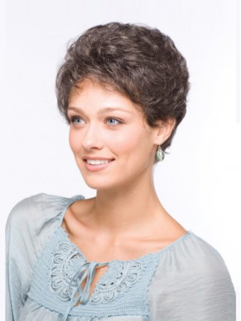 Designed Wavy Short Capless Synthetic Grey Women Wigs