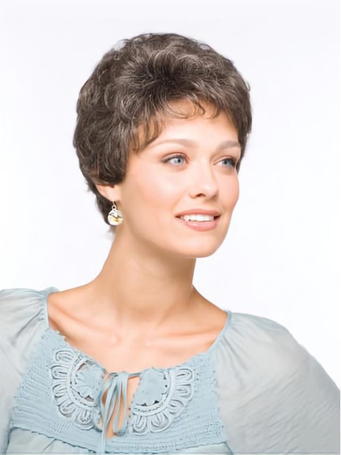 Designed Wavy Short Capless Synthetic Grey Women Wigs