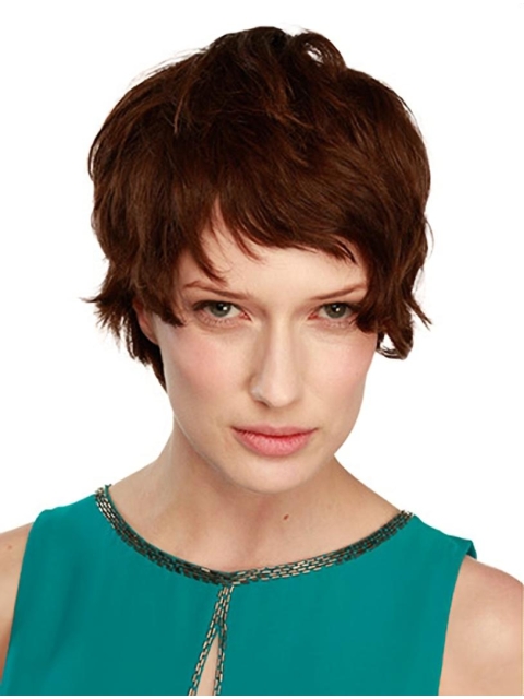 Durable Boycuts Wavy Short Monofilament Human Hair Women Wigs