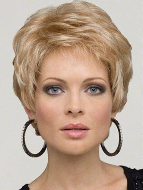 No-fuss Blonde Wavy Short Monofilament Synthetic Women Wigs For Cancer