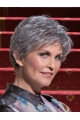 Gentle Wavy Short Hand-Tied Synthetic Grey Women Wigs