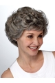 Comfortable Wavy Short Hand-Tied Synthetic Grey Women Wigs