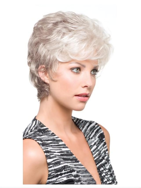 Good Wavy Short Capless Synthetic Grey Women Wigs