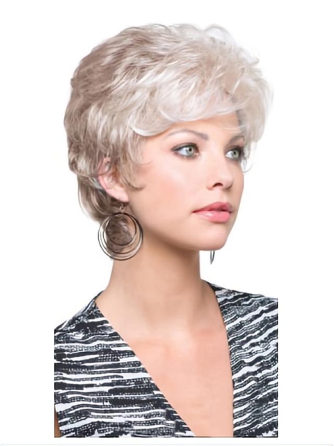 Good Wavy Short Capless Synthetic Grey Women Wigs