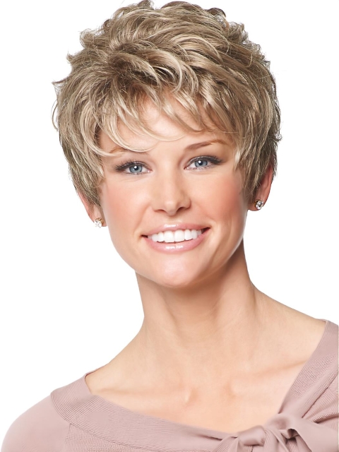 Gentle Blonde Wavy Short Capless Petite Synthetic Women Wigs