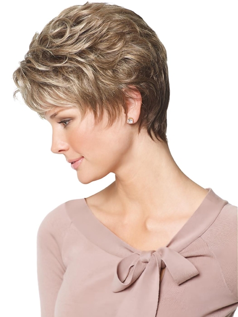 Gentle Blonde Wavy Short Capless Petite Synthetic Women Wigs