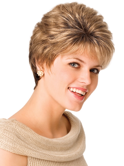 Gentle Blonde Wavy Short Capless Petite Synthetic Women Wigs