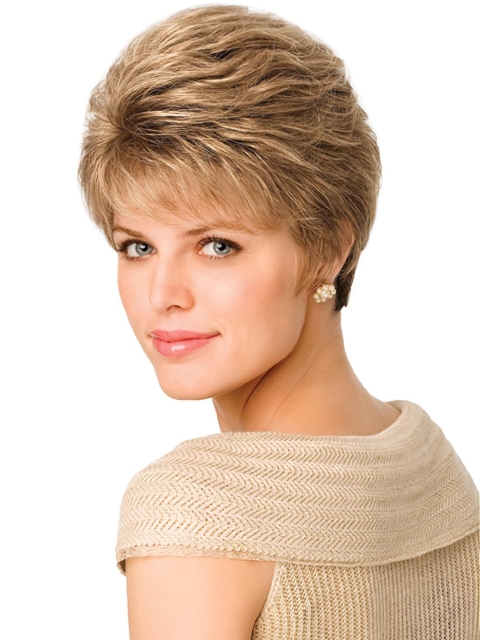 Gentle Blonde Wavy Short Capless Petite Synthetic Women Wigs