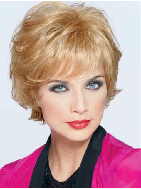 Cool Blonde Wavy Short Monofilment Classic Synthetic Women Wigs