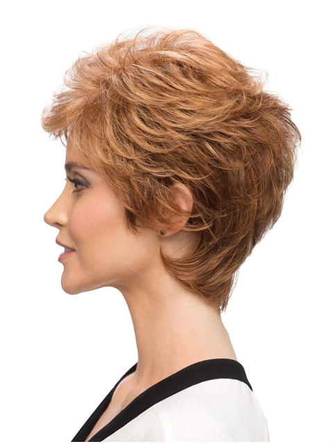  Wavy Short Layered Monofilament Synthetic Women Wigs