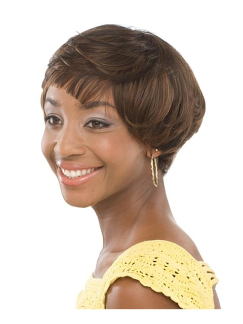 Gorgeous Brown Wavy Short Capless Human Hair African American Women Wigs