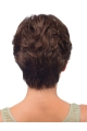 Easeful Brown Short Wavy With Bangs Lace Human Hair Women Wigs