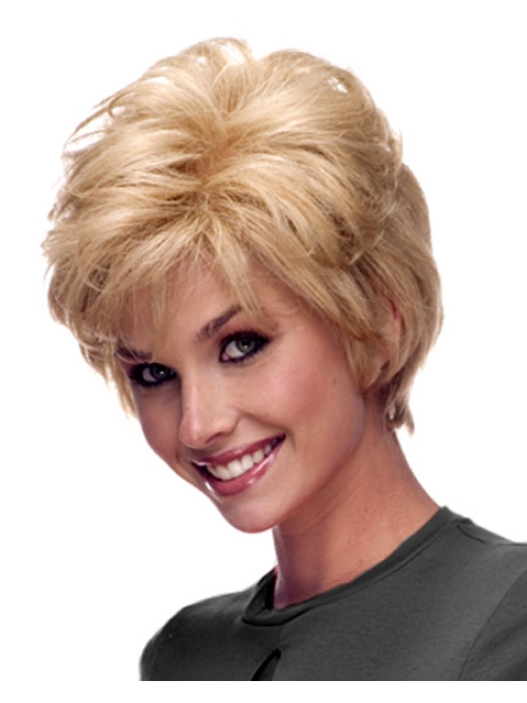 High Quality Auburn Layered Wavy Short Monofilament Human Hair Women Wigs