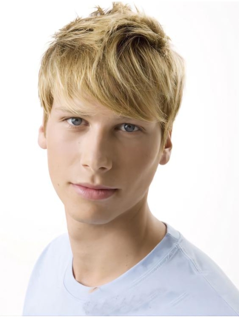 Amazing Blonde Wavy Short Hand-Tied Human Hair Men Wigs