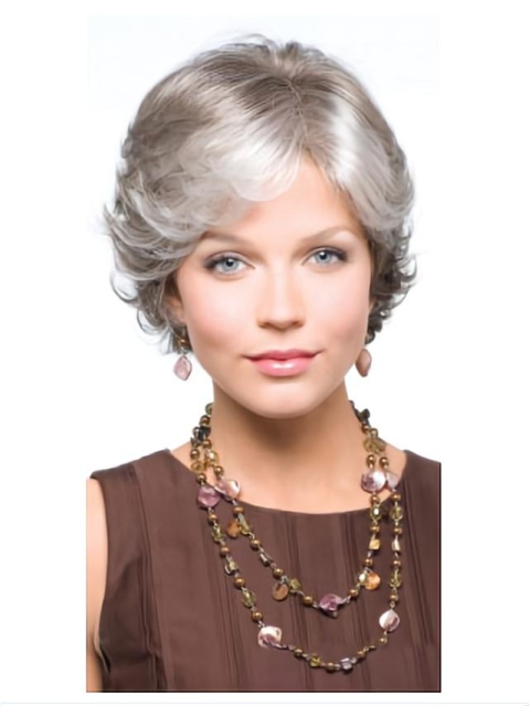 Incredible Wavy Short Capless Synthetic Grey Women Wigs