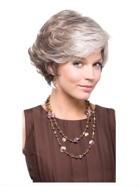 Incredible Wavy Short Capless Synthetic Grey Women Wigs