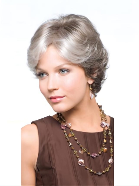 Incredible Wavy Short Capless Synthetic Grey Women Wigs