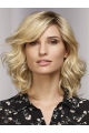 16"Blonde Shoulder Length Curly Monofilament Synthetic Women Bobs Wigs