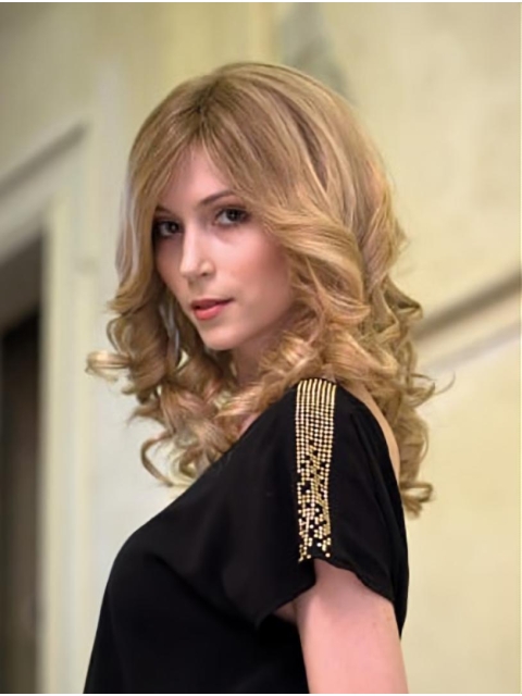  No-fuss 14" Shoulder Length Blonde  Curly Without Bangs Capless Synthetic Women Wigs