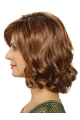 Shoulder Length Brown Curly Without Bangs Lace Front Synthetic Women Wig