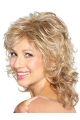 Platinum Blonde  Curly 14" Shoulder Length Capless  Synthetic Medium Length Women Wigs