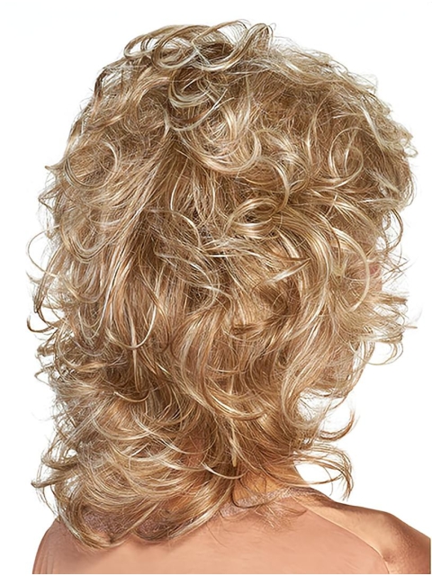 Platinum Blonde  Curly 14" Shoulder Length Capless  Synthetic Medium Length Women Wigs