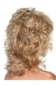 Platinum Blonde  Curly 14" Shoulder Length Capless  Synthetic Medium Length Women Wigs