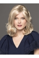 14" Platinum Blonde Shoulder Length Curly Without Bangs Monofilament Synthetic Women Wigs