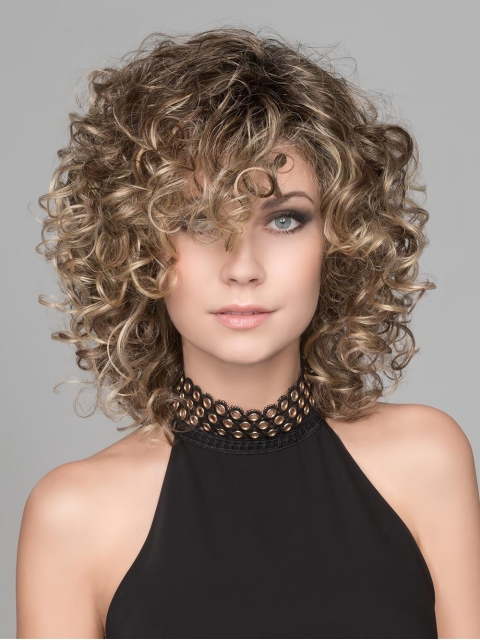 Brown 12" Curly Shoulder Length Lace Front Classic Synthetic Women Wigs