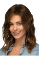 14" Curly Brown Without Bangs Lace Front Medium Synthetic Women Wigs