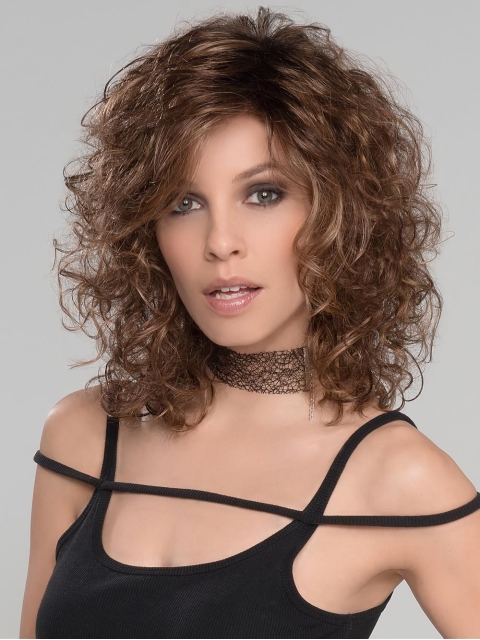 Brown 14" Curly Shoulder Length Lace Front Classic Synthetic Women Wigs