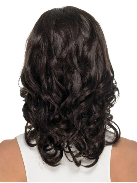 Black Curly Shoulder Length Without Bangs  14" Monofilament Synthetic Wigs For Cancer Patients