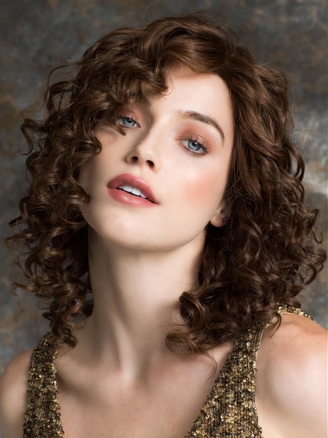 Remy Human Hair 12" Curly Exquisite Shoulder Length 100% Hand-tied Wigs