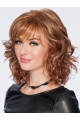 Curly Brown Layered Shoulder Length With Bangs Synthetic Capless Women Wigs