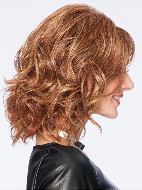 Curly Brown Layered Shoulder Length With Bangs Synthetic Capless Women Wigs