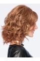 Curly Brown Layered Shoulder Length With Bangs Synthetic Capless Women Wigs