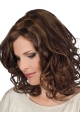 Elegant Brown Curly Shoulder Length Lace Front Human Hair Women Wigs