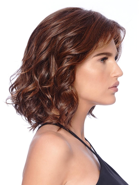 Suitable 12" Curly Shoulder Length Without Bangs Mono Synthetic Women Wigs