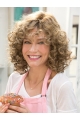 Popular 12" Curly Shoulder Length Layered Mono Synthetic Women Wigs