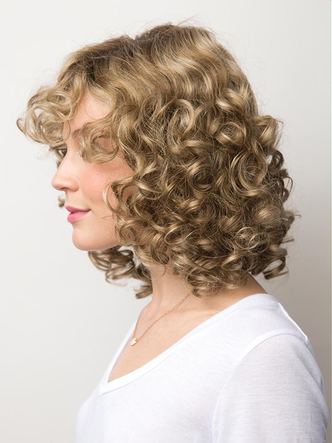 Popular 12" Curly Shoulder Length Layered Mono Synthetic Women Wigs