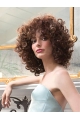 Affordable Medium  Brown Curly Mono Synthetic Women Wigs