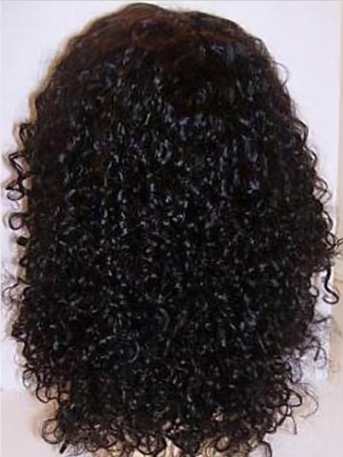 Natural Black Curly Shoulder Length Lace Front Remy Human Hair Women Wigs