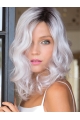 Fashional White Shoulder Length Curly Capless Synthetic New Design Grey Women Wigs