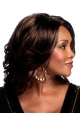 Style Brown Curly Shoulder Length Capless Synthetic African American Women Wigs