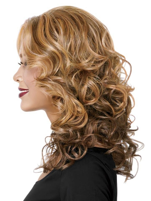 Blonde Medium Curly Capless Synthetic Glamorous Women Wigs